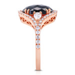 Yaffie ™ Crafts Stunning Vintage Oval Ring with 3.875ct TDW Black and White Diamonds in Rose Gold