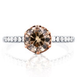 Gold Ring with 1 1/8ct TDW Two Tone Diamonds in Champagne Brown and White