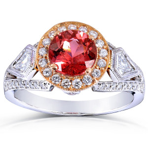 Pink Tourmaline & Diamond Two-Tone Gold Ring by Yaffie - 3/4 ct TDW