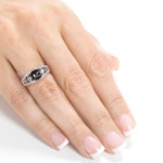 Yaffie™ crafts stunning White Gold Black and White Diamond Ring with 1 3/4ct TDW cushion cut.