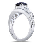 Yaffie™ crafts stunning White Gold Black and White Diamond Ring with 1 3/4ct TDW cushion cut.