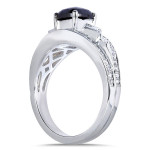 Yaffie ™ Custom White Gold Ring with 1.75ct TDW Cushion Cut Black and White Diamonds