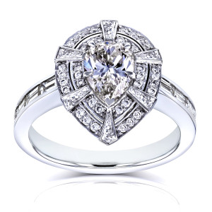 White Gold 1 7/8ct TDW Vintage Victorian Teardrop Diamond Engagement Ring - Custom Made By Yaffie™