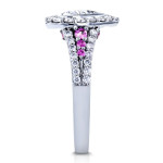 Certified 1.8ct TDW White Gold Heart Shaped Halo Ring with a Touch of Pink!