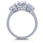 Certified White Gold Diamond Engagement Ring with Stunning 3 Stone Cushion Halo