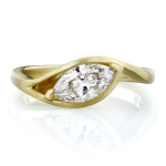 Yaffie Approved 1ct Marquise Sparkling Diamond Brushed Solitaire Engagement Ring in Luxurious Gold