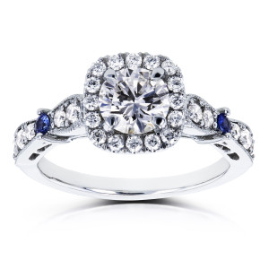 Yaffie Vintage Style Sapphire & Platinum Engagement Ring - 1.2ct TCW