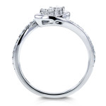 White Gold Diamond Swirl Ring - Two Stones Half Carat Total Diamond Weight - Yaffie Two Design
