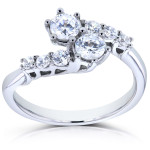 Curved Ring with Two Prong Set White Gold Diamonds totaling 1ct TDW by Yaffie Two