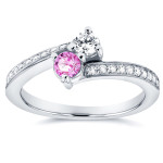 Pink Sapphire and Diamond Double-Rock Ring in White Gold by Yaffie Two
