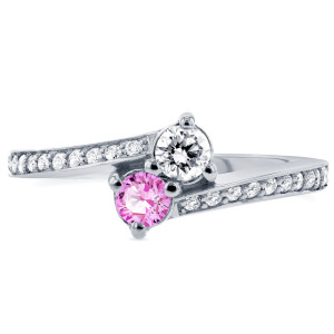 Blushing Brilliance: Yaffie Two-Tone Pink Sapphire and Diamond Ring