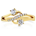 Curved Two-Stone Diamond Ring with 1/3ct TDW in Gold by Yaffie Two