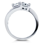 Certified White Gold Diamond Bypass Ring with Radiant and Baguette Channels - 3ct TDW