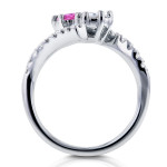 White Gold 2-Stone Curved Ring from Yaffie Two Collection, adorned with 1ct TCW Sapphire and Diamond
