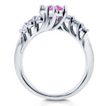 Curvaceous Yaffie Two Collection White Gold 1ct TCW Sapphire and Diamond 2-Stone Prong Set
