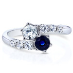 Curvaceous Yaffie Two Collection White Gold 1ct TCW Sapphire and Diamond 2-Stone Prong Set