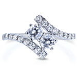 2-Stone Curved Ring from Yaffie Two Collection in White Gold with 1ct TDW Diamonds