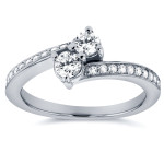 Dazzling Yaffie Two White Gold Ring with Two Radiant 2/5ct TDW Diamonds