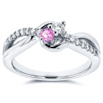 The Pink Sapphire 2-stone Ring from the Yaffie Two Collection, adorned with 1/6ct TDW Diamonds, in elegant White Gold.