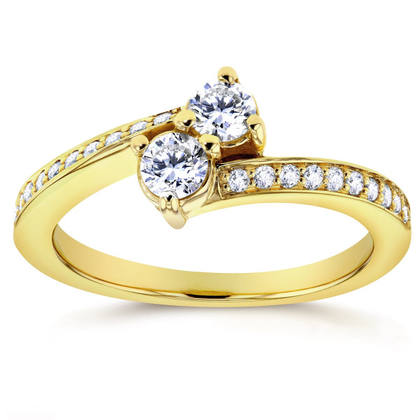 Gold Two-stone Diamond Ring by Yaffie Two Collection (2/5ct TDW)