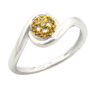 Attractive Round Brilliant Cut Yellow Color Trated Diamond Engagement Ring - Custom Made By Yaffie™