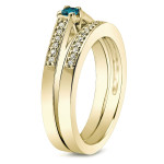 Blue Diamond Bridal Set with Yaffie Gold- adding a touch of glamour to your big day with 1/4ct TDW.
