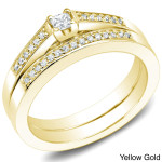 Golden Yaffie Bridal Set Featuring Princess Diamond with 1/4ct TDW