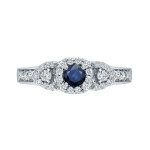 Blue Sapphire and Diamond Engagement Ring with Yaffie Gold