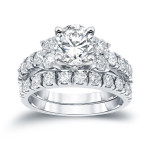 Sparkling Yaffie White Gold Bridal Ring Set with 2 Carat TDW Round Diamonds