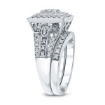 Yaffie Bridal Ring Set featuring a dazzling cluster of 3/5ct TDW Round Diamonds.