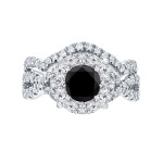 Yaffie ™ Custom Black Diamond Braided Bridal Ring Set - 1 1/5ct TDW Cluster