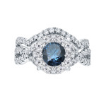 Blue Diamond Braided Bridal Ring Set with Yaffie 1 1/5ct TDW Cluster
