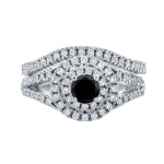 Yaffie ™ Custom Black Diamond Cluster Wedding Ring Set with 1.2ct Total Weight
