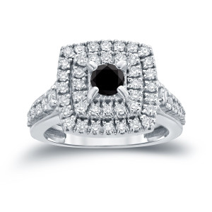 Yaffie™ Customised Black Diamond Ring with 1.4ct Total Weight for a Sparkling Engagement Cluster.