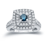 Blue Sparkle 1.4ct Round Diamond Engagement Ring Cluster by Yaffie
