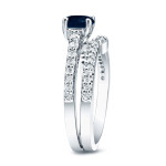 Sapphire Sparkle: 1/2ct Blue Sapphire with 1/2ct TW Round Diamonds Engagement Ring
