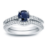 Sapphire Sparkle: 1/2ct Blue Sapphire with 1/2ct TW Round Diamonds Engagement Ring