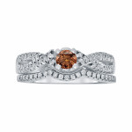 Braided Brown Diamond Bridal Ring Set with 1/2ct TDW by Yaffie