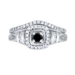 Yaffie ™ Unique 1/2ct TDW Black Diamond Halo Bridal Set - Tailored to Perfection!