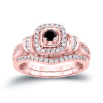 Yaffie ™ Custom-Made Black Diamond Halo Bridal Ring Set with 1/2ct TDW