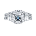 Blue Diamond Halo Bridal Set with 1/2ct Total Weight from Yaffie