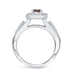 Brown Diamond Halo Engagment Ring - Yaffie, 1/2 Carat