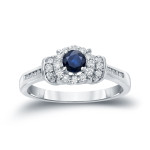 Blue Sapphire and Diamond 1/2ct Bridal Ring Set by Yaffie