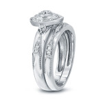 Heart-Shaped Bridal Ring Set with 1/5ct TDW of Sparkling Halo Diamonds by Yaffie
