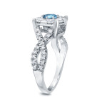 Sparkling Blue Cluster Diamonds in Yaffie Braided Engagement Ring - 1ct TDW