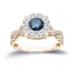 Sparkling Blue Cluster Diamonds in Yaffie Braided Engagement Ring - 1ct TDW