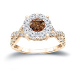 Braided Brown Cluster Diamond Engagement Ring with 1ct TDW by Yaffie