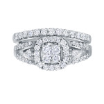 Yaffie 1 Carat Diamond Bridal Ring Set with Intriguing Cluster Pattern