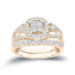 Yaffie 1 Carat Diamond Bridal Ring Set with Intriguing Cluster Pattern