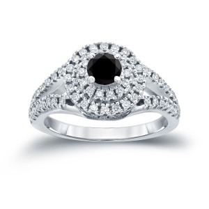 Yaffie ™ Artisanal Round Black Diamond Cluster Ring - 1ct TDW, Tailored just for you!